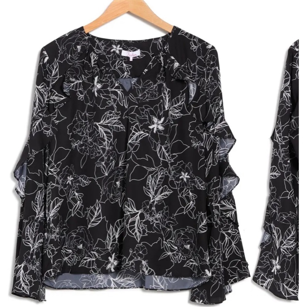 PARKER Long Sleeve Ruffle Blouse